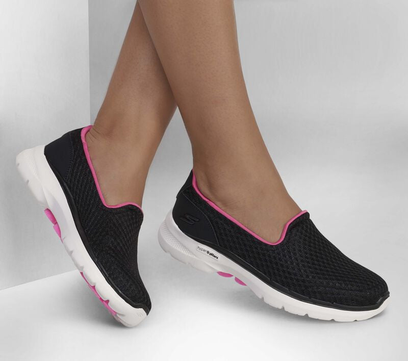 Skechers Womens GOwalk 6 Big Splash Walking Sports Shoes Black Hot Pink