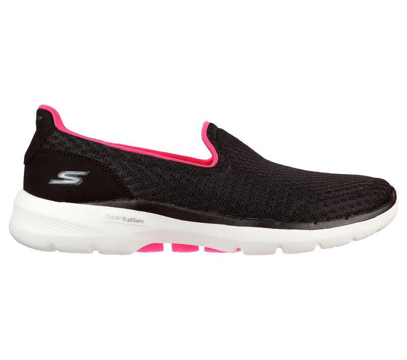 Skechers Womens GOwalk 6 Big Splash Walking Sports Shoes Black Hot Pink