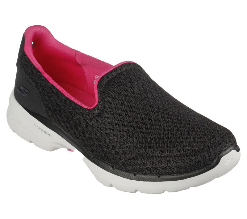 Skechers Womens GOwalk 6 Big Splash Walking Sports Shoes Black Hot Pink
