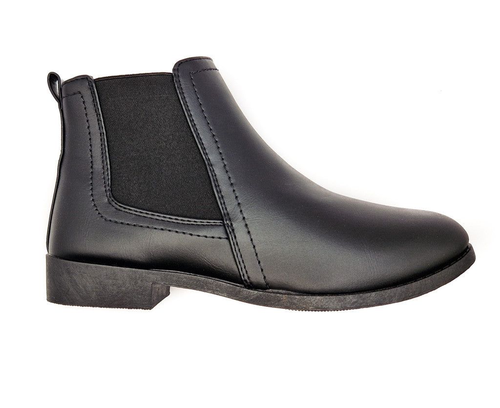 Women's Wide Fit Chelsea Pull On PU Ankle Boot Black