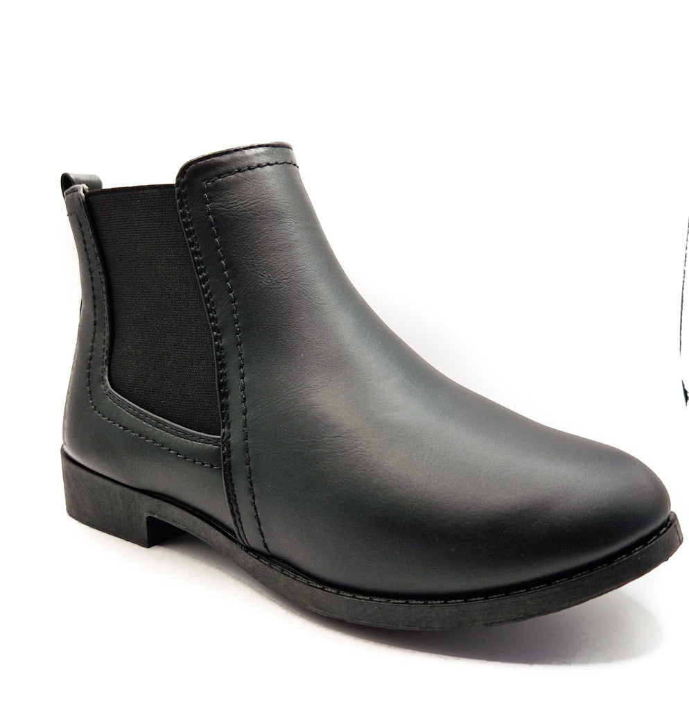 Women's Wide Fit Chelsea Pull On PU Ankle Boot Black