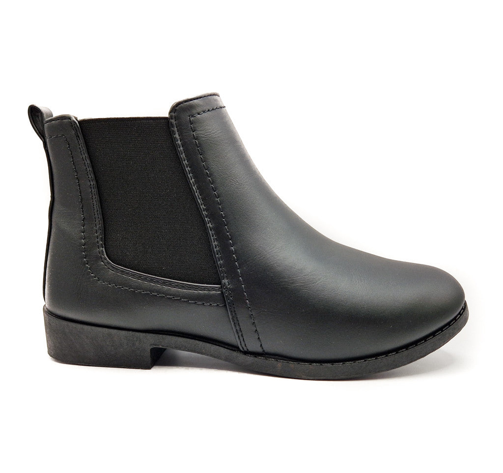 Women's Wide Fit Chelsea Pull On PU Ankle Boot Black