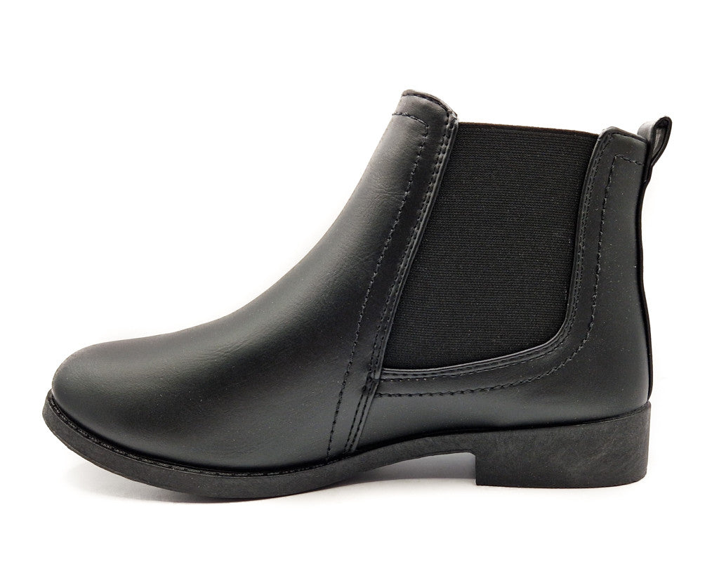 Women's Wide Fit Chelsea Pull On PU Ankle Boot Black