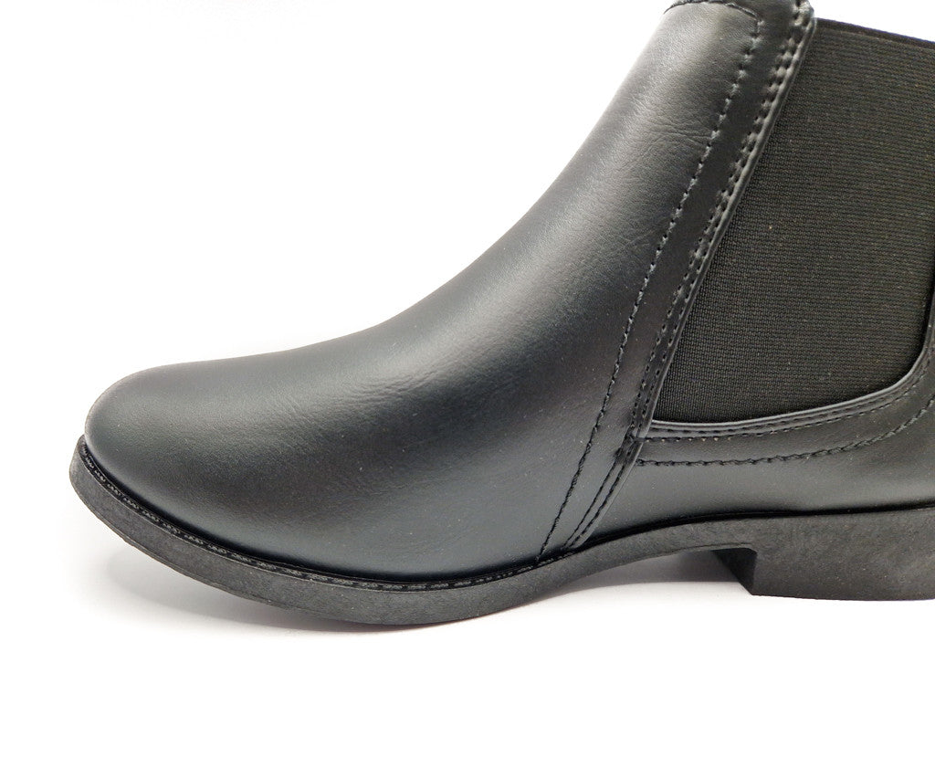 Women's Wide Fit Chelsea Pull On PU Ankle Boot Black