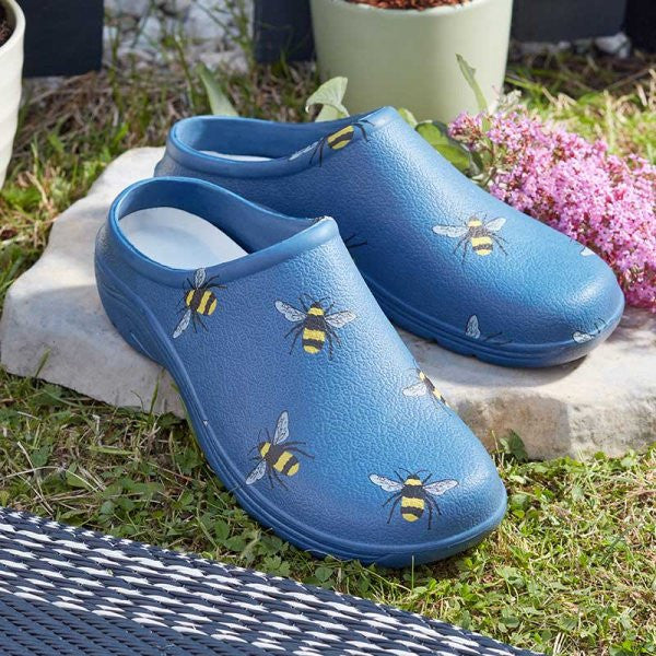 Briers Women's Lightweight Gardening Clogs - Blue Bees