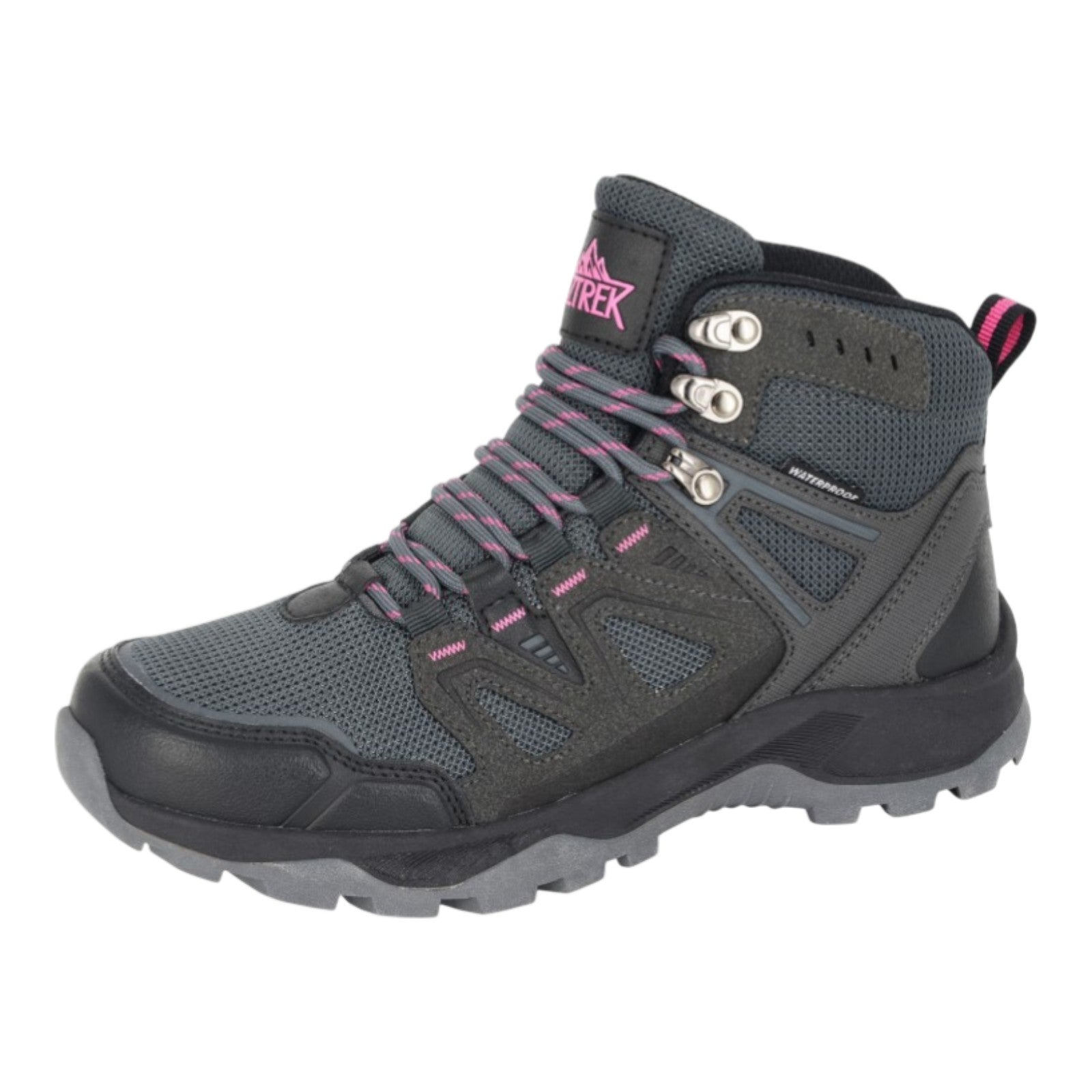 Aztrek Women’s Waterproof Trail Ankle Boots – Grey/Pink