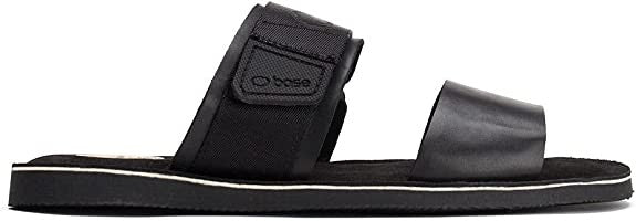 Base London Men's Katsu Leather Slip On Sandal Black