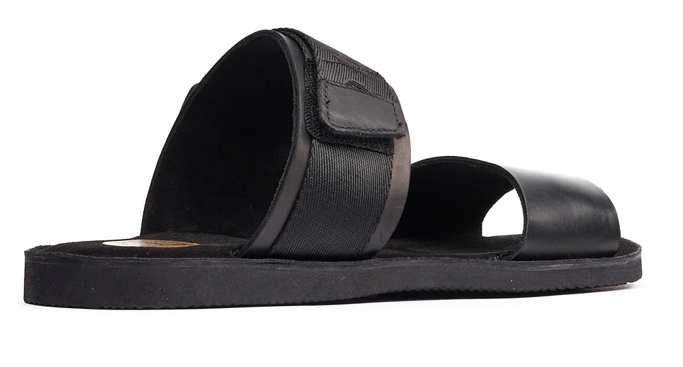 Base London Men's Katsu Leather Slip On Sandal Black