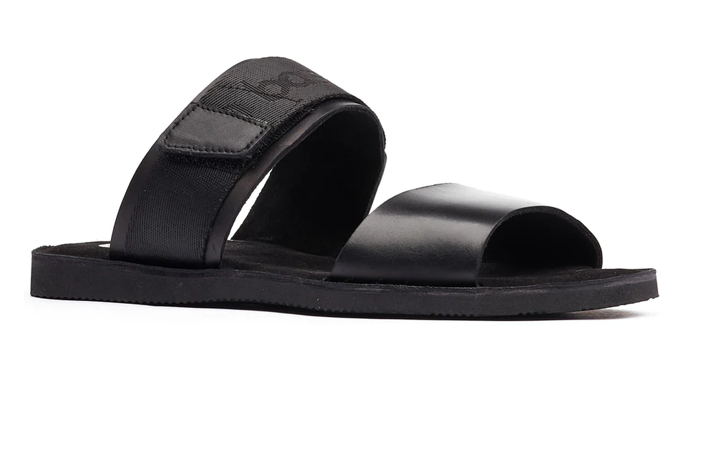 Base London Men's Katsu Leather Slip On Sandal Black