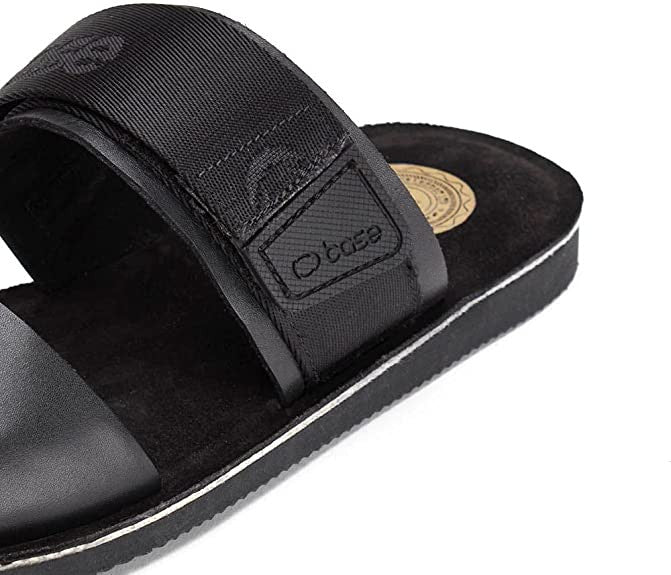 Base London Men's Katsu Leather Slip On Sandal Black