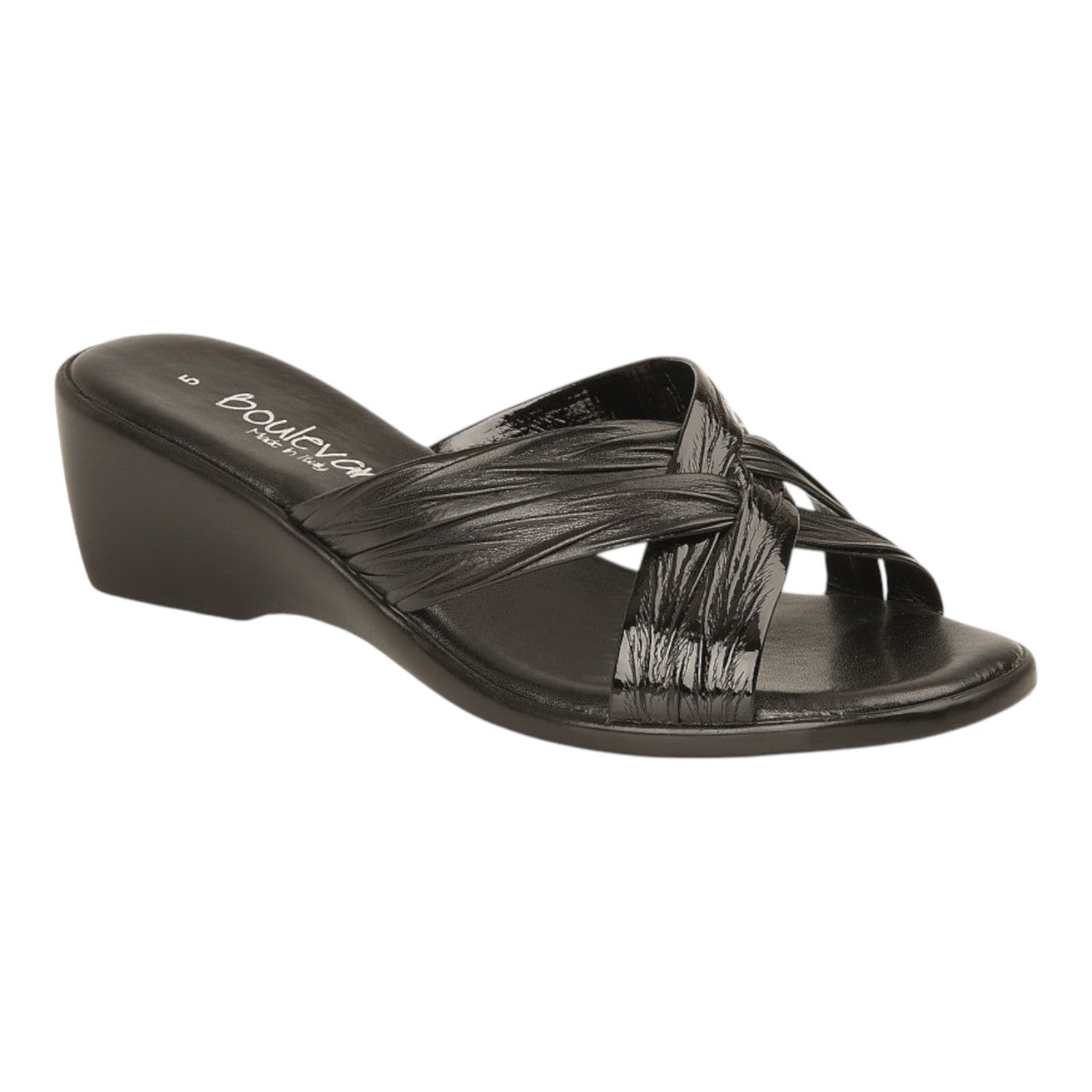 Boulevard Women’s X Over Mule Sandal – Low Wedge Summer Dress Sandals