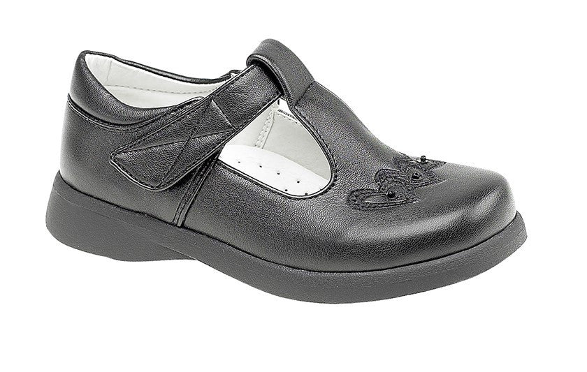 Boulevard Girls’ Touch Fastening T-Bar School Shoe with TR Sole – Classic, Comfortable, Durable