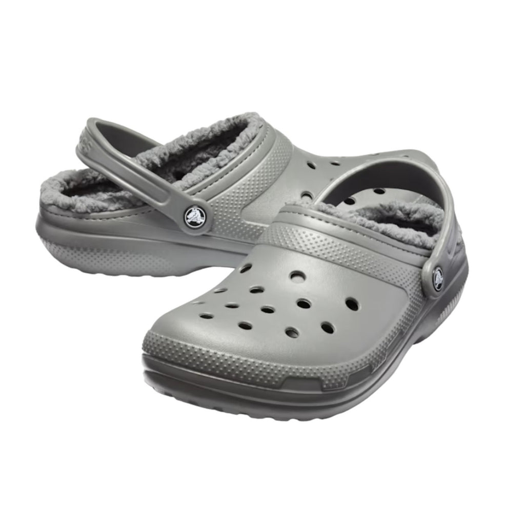 Crocs Lined Adults Mens Womens Classic Warm Faux Fur Slip On Slipper Clogs Slate Grey