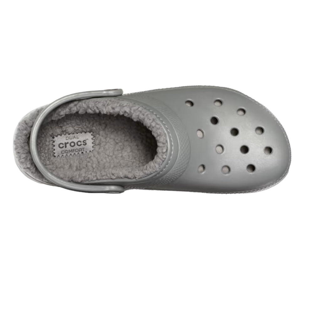 Crocs Lined Adults Mens Womens Classic Warm Faux Fur Slip On Slipper Clogs Slate Grey