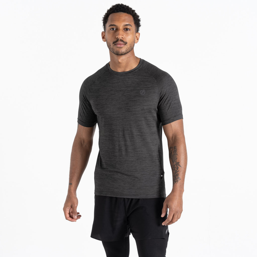 Dare2B Persist Tee Men's Crew Top Breathable T Shirt Black Marl