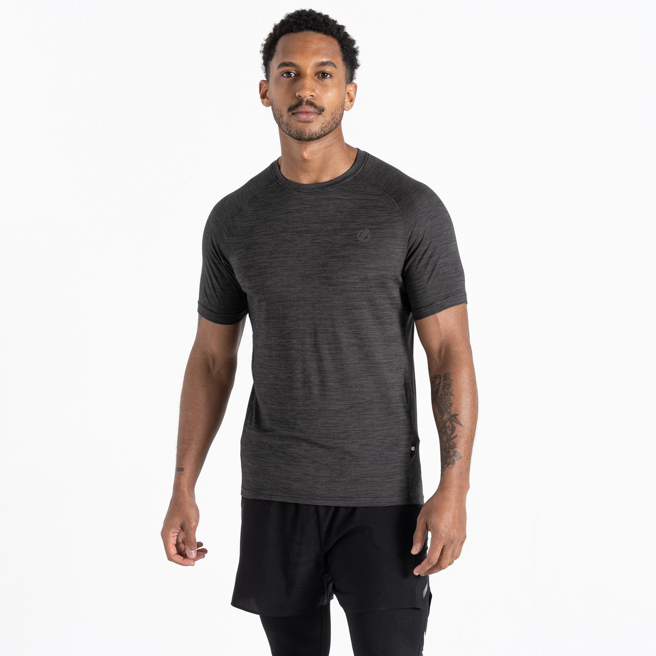 Dare2B Persist Tee Men's Crew Top Breathable T Shirt Black Marl