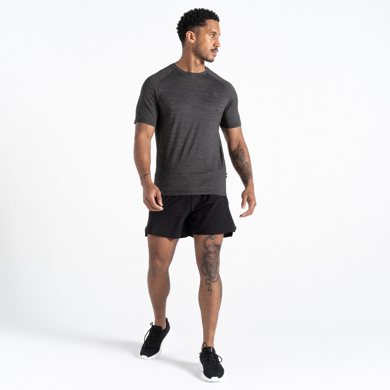 Dare2B Persist Tee Men's Crew Top Breathable T Shirt Black Marl