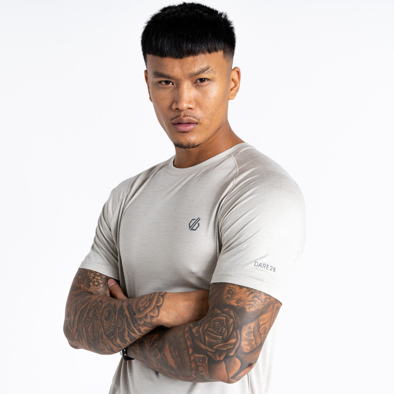 Dare2B Persist Tee Men's Crew Top Breathable T Shirt Willow Grey Marl