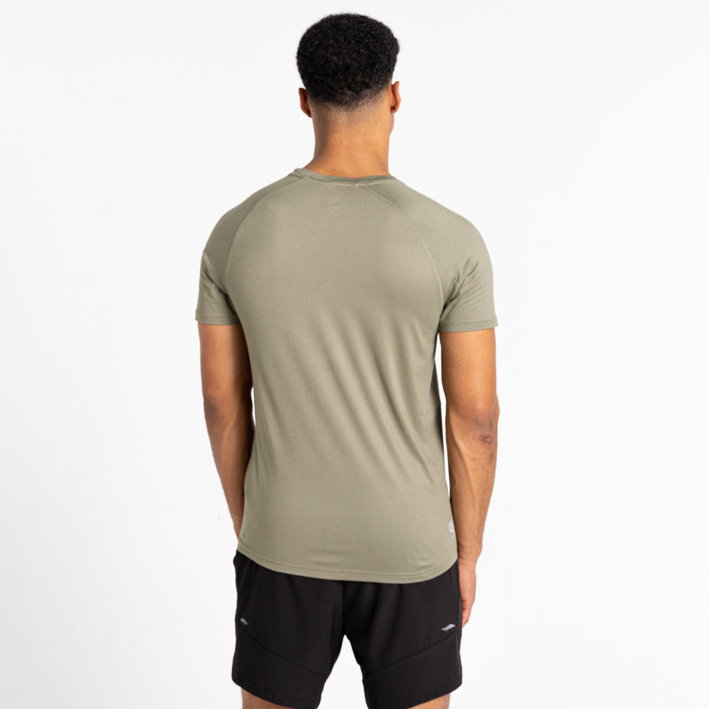 Dare2B Persist Tee Men's Crew Top Breathable T Shirt Oil Green Marl
