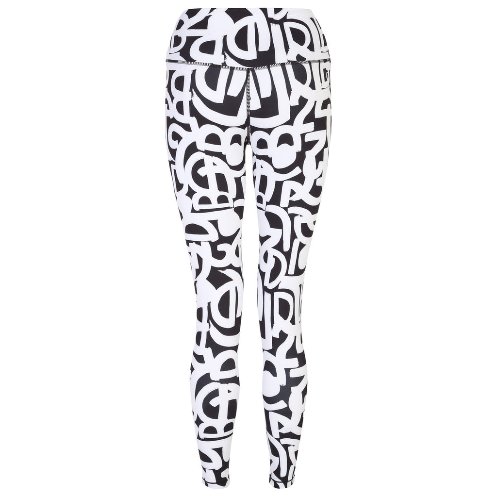 Dare 2b Women's Influential Tight Gym Leggings Black & White Grafitti
