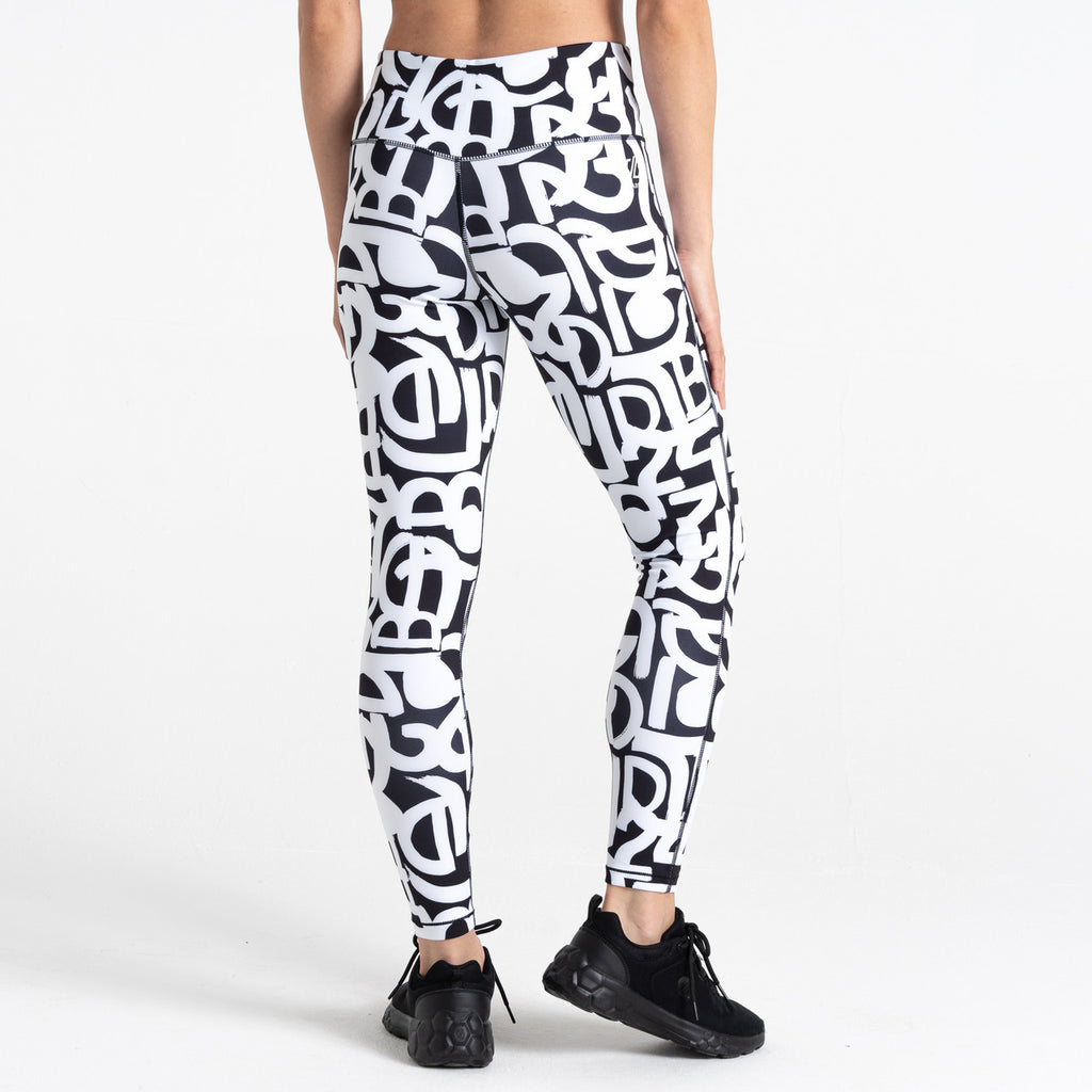 Dare 2b Women's Influential Tight Gym Leggings Black & White Grafitti