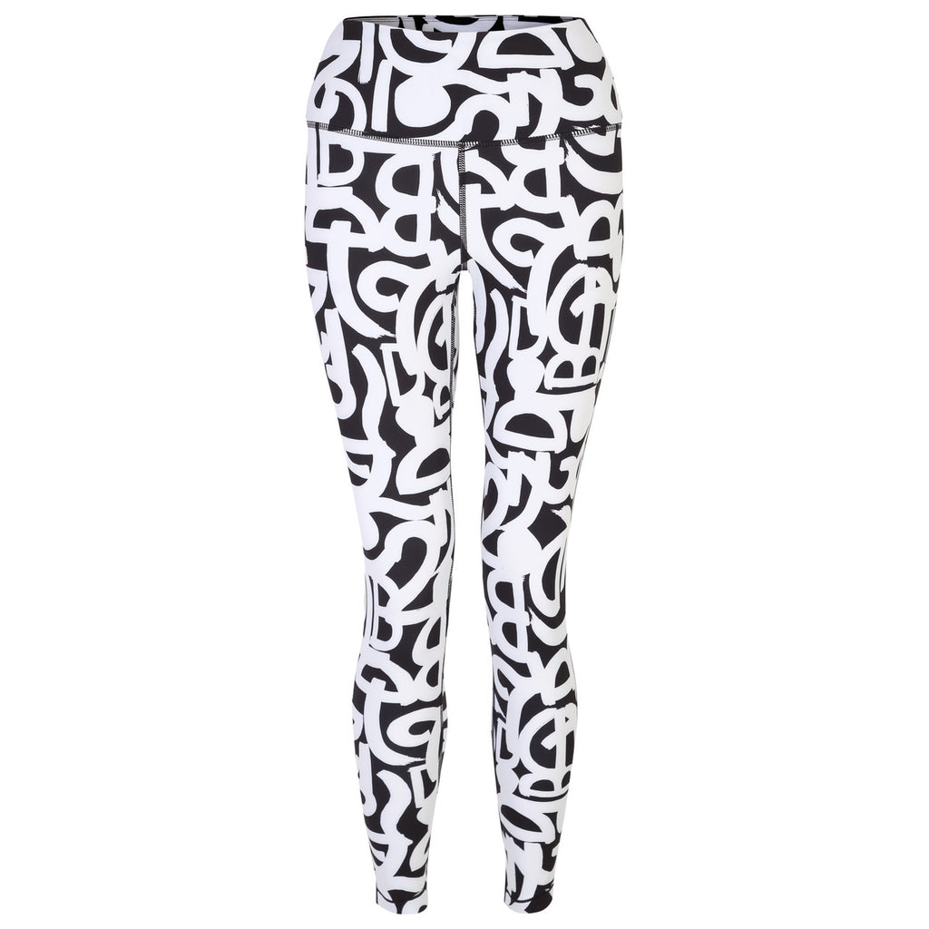 Dare 2b Women's Influential Tight Gym Leggings Black & White Grafitti