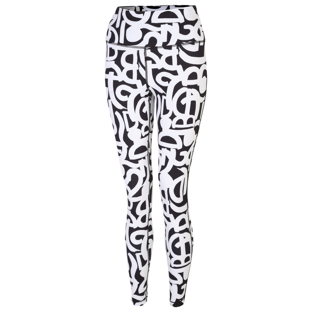 Dare 2b Women's Influential Tight Gym Leggings Black & White Grafitti