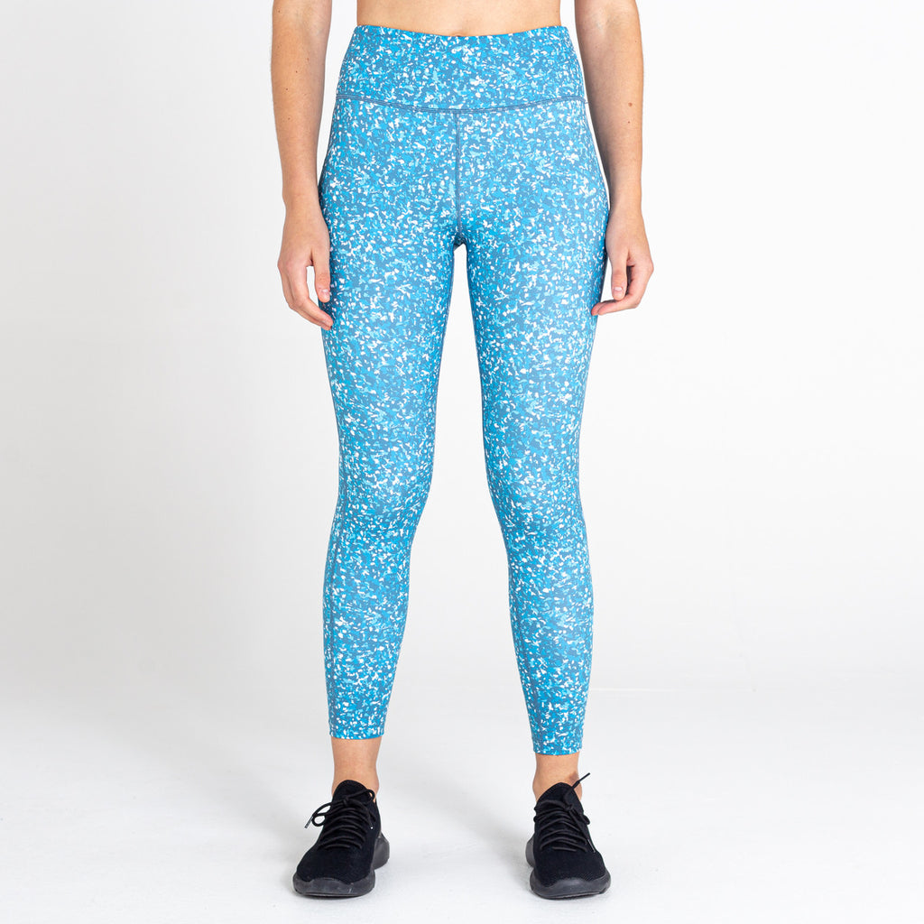 Dare2B Women's Influential Tight Gym Leggings Capri Blue Fracture