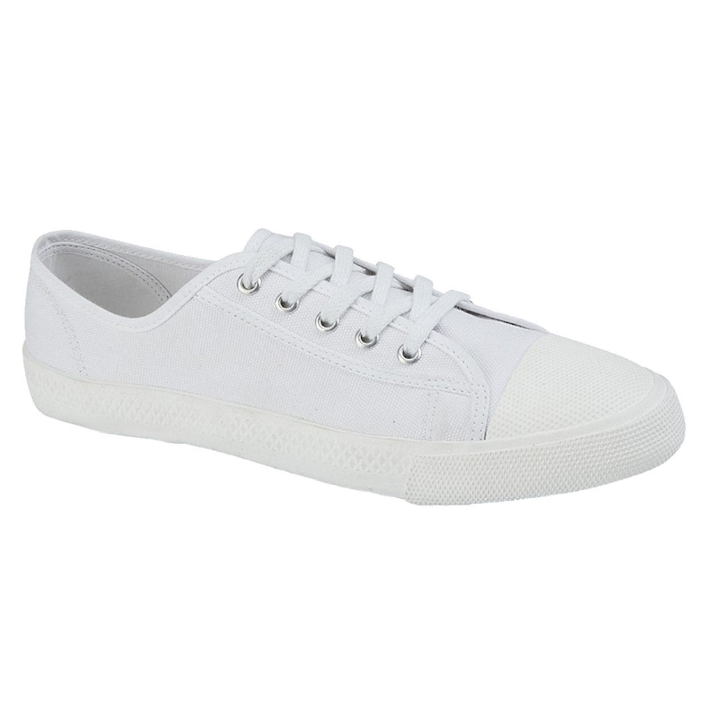 DEK Mens Retro Lace Up Canvas Plimpsoll Pump White