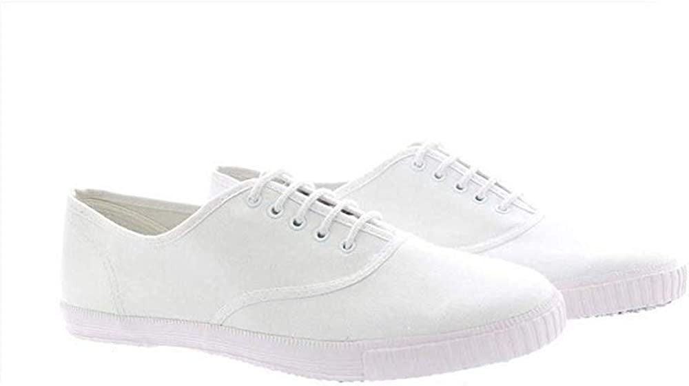 DEK Mens Retro Lace Up Canvas Plimpsoll White