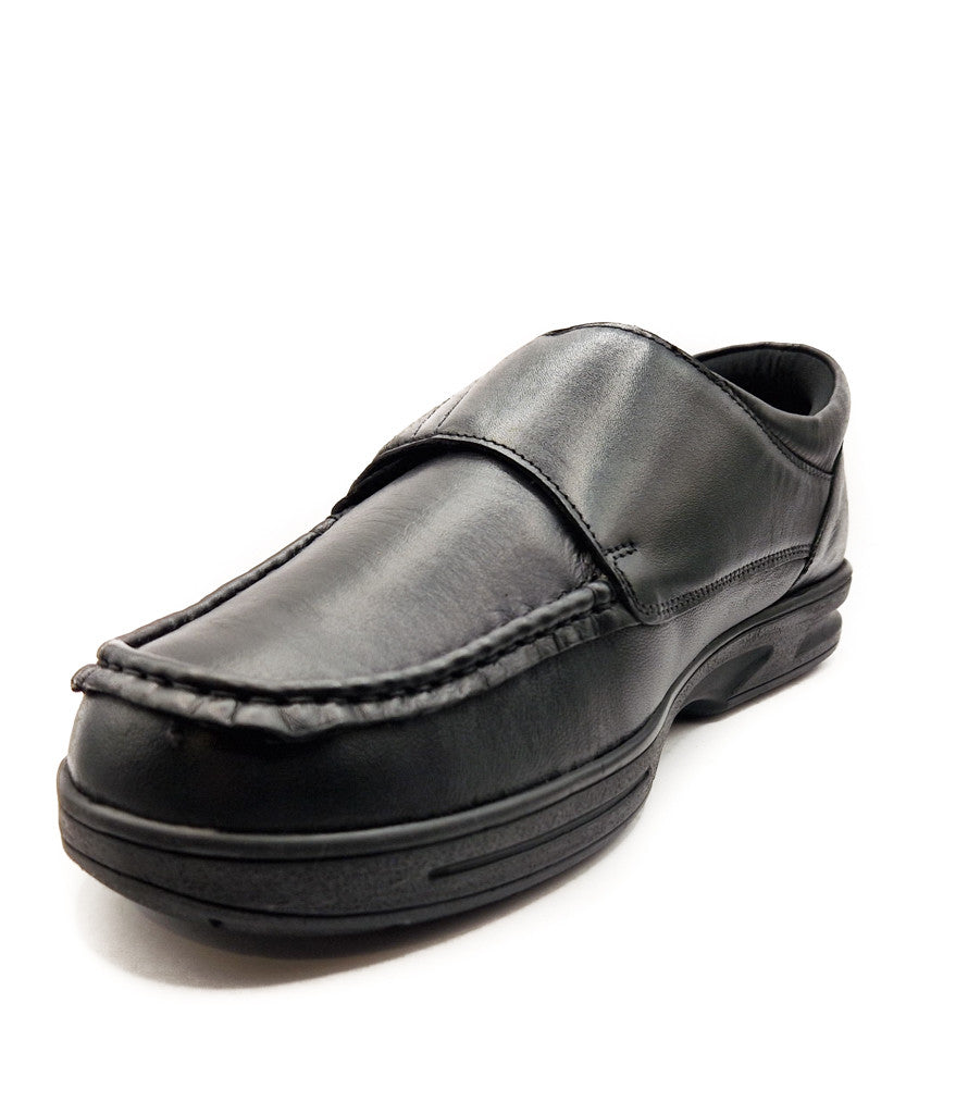 Dr Keller Mens Leather Orthopaedic Strap Up Shoes Black