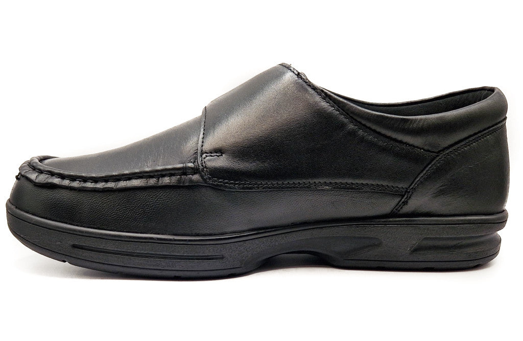 Dr Keller Mens Leather Orthopaedic Strap Up Shoes Black