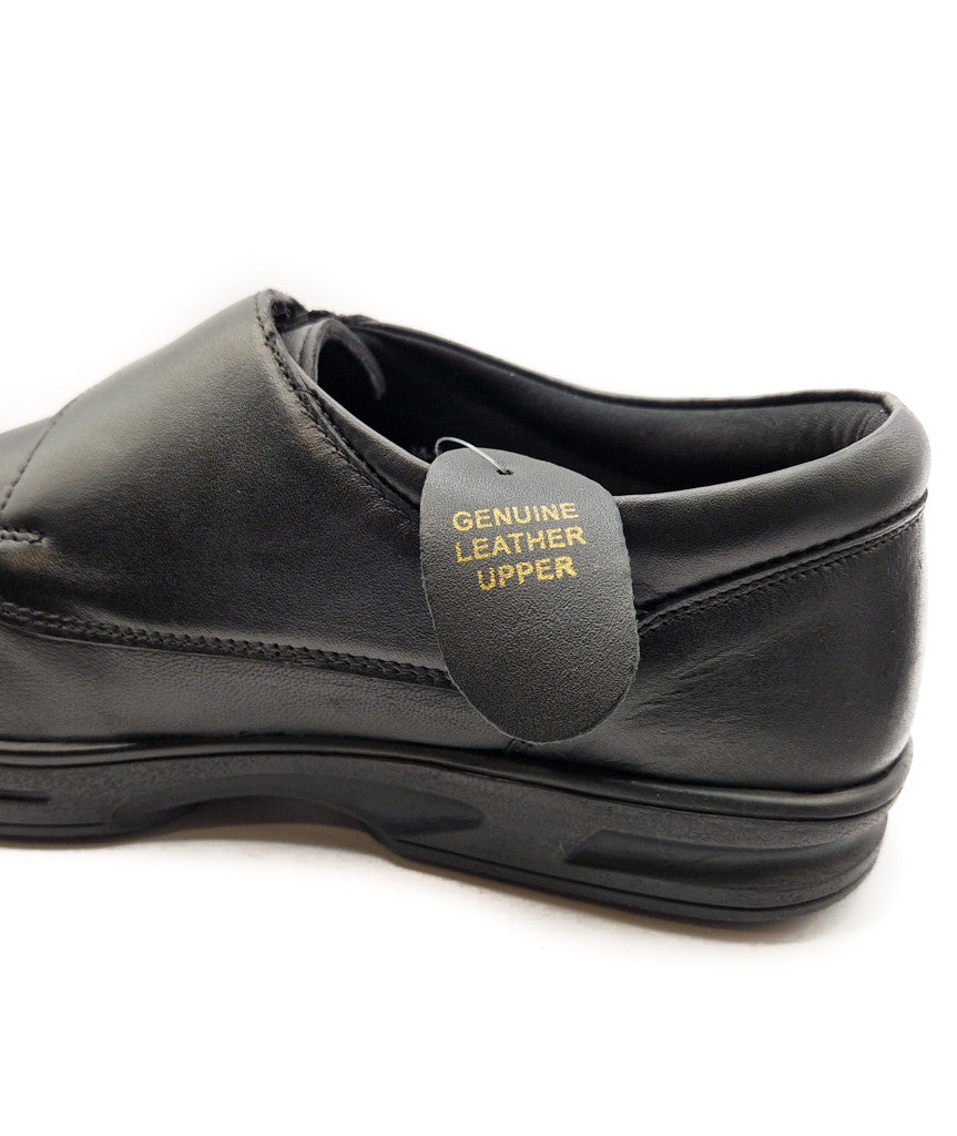 Dr Keller Mens Leather Orthopaedic Strap Up Shoes Black