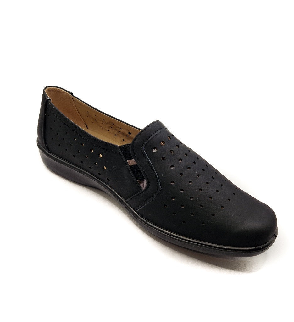 Dr Lightfoot Womens Breathable Memory Foam Slip On Shoes Black