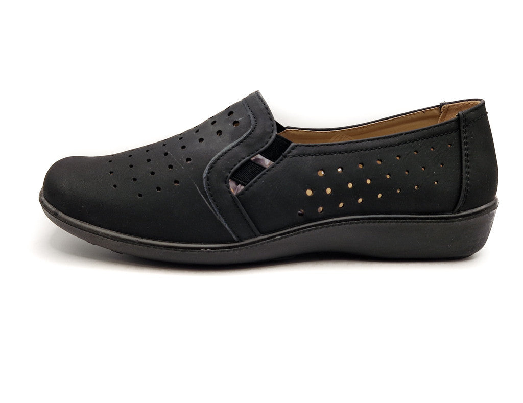 Dr Lightfoot Womens Breathable Memory Foam Slip On Shoes Black