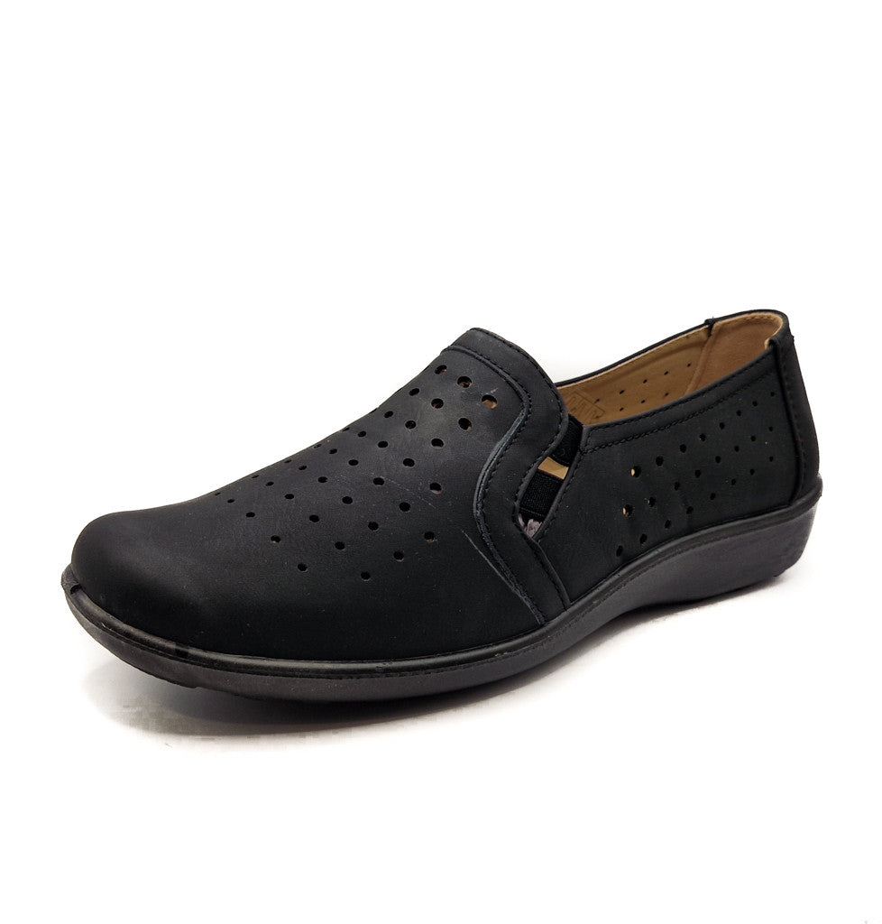 Dr Lightfoot Womens Breathable Memory Foam Slip On Shoes Black