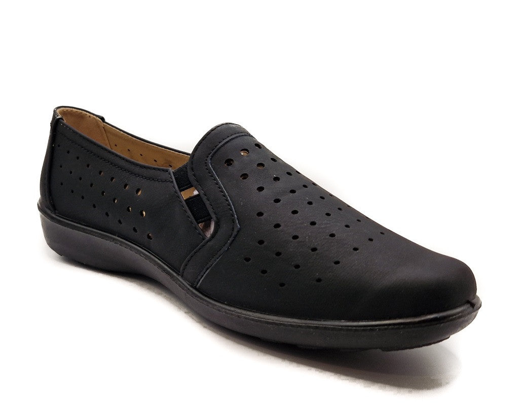 Dr Lightfoot Womens Breathable Memory Foam Slip On Shoes Black