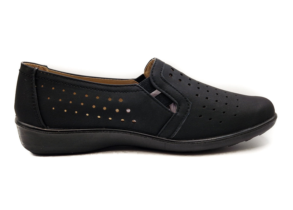 Dr Lightfoot Womens Breathable Memory Foam Slip On Shoes Black