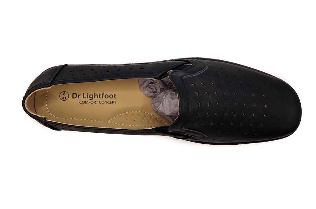 Dr Lightfoot Womens Breathable Memory Foam Slip On Shoes Black
