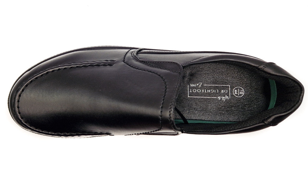 Dr Lightfoot Mens Memory Foam Orthopaedic Wide Fit Slip On Shoes Black