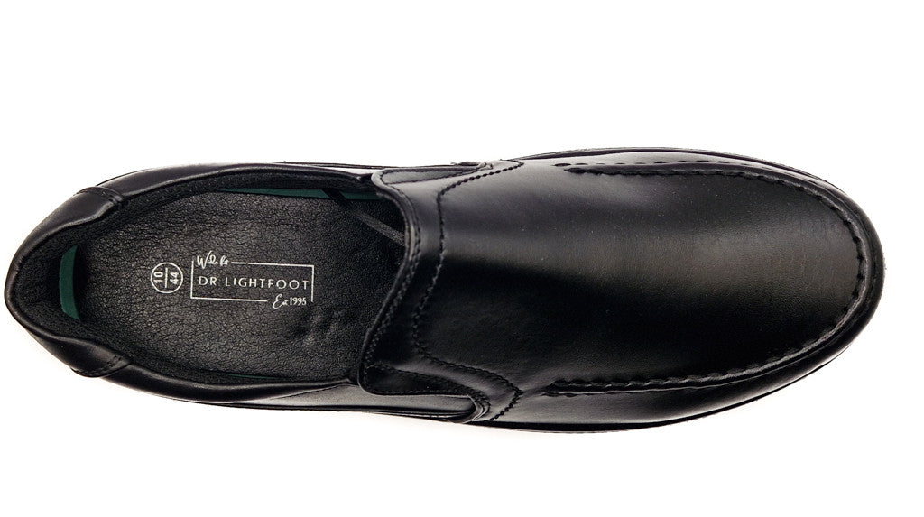 Dr Lightfoot Mens Memory Foam Orthopaedic Wide Fit Slip On Shoes Black