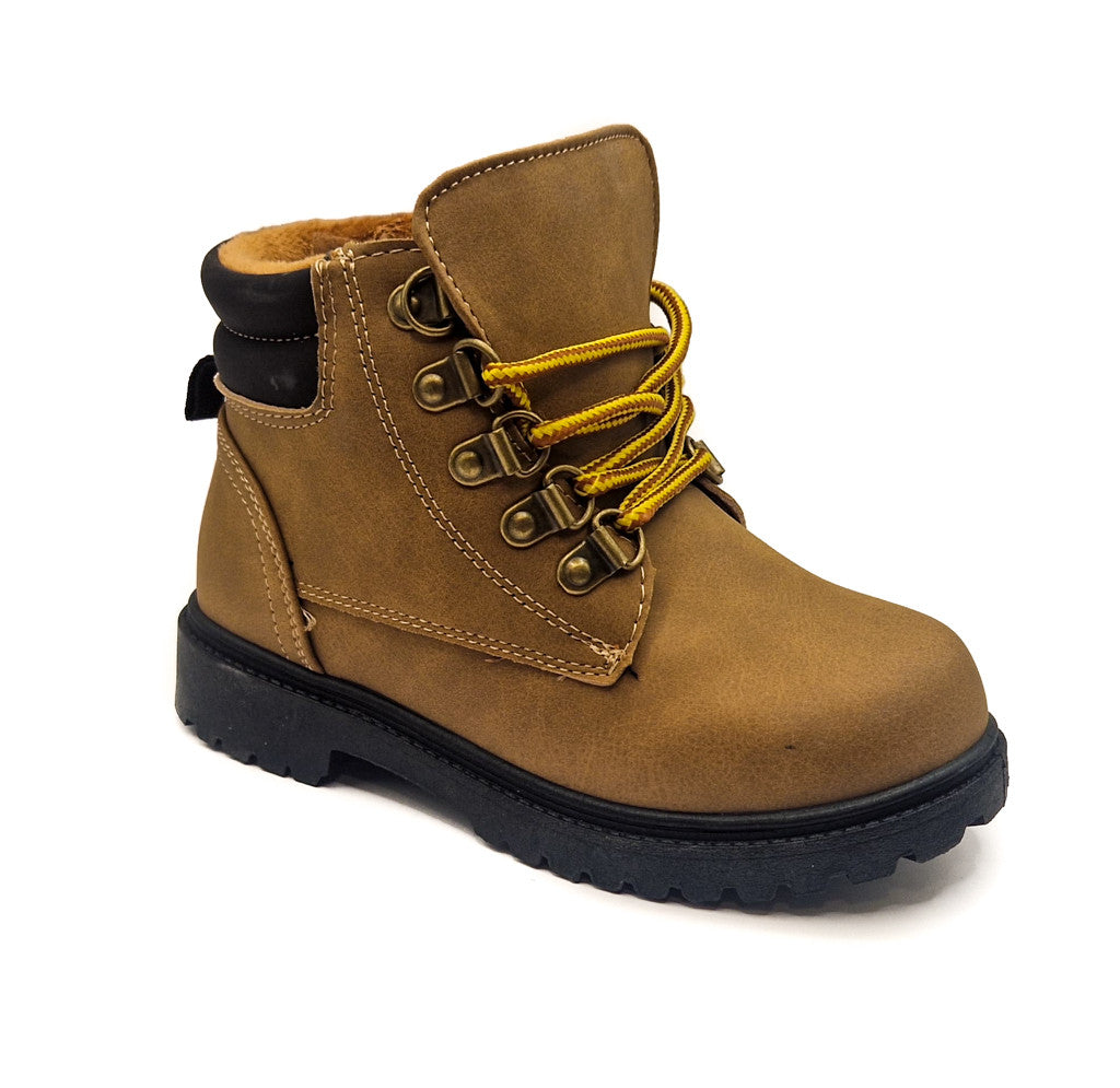 Girls Biker Winter Ankle Boots Tan