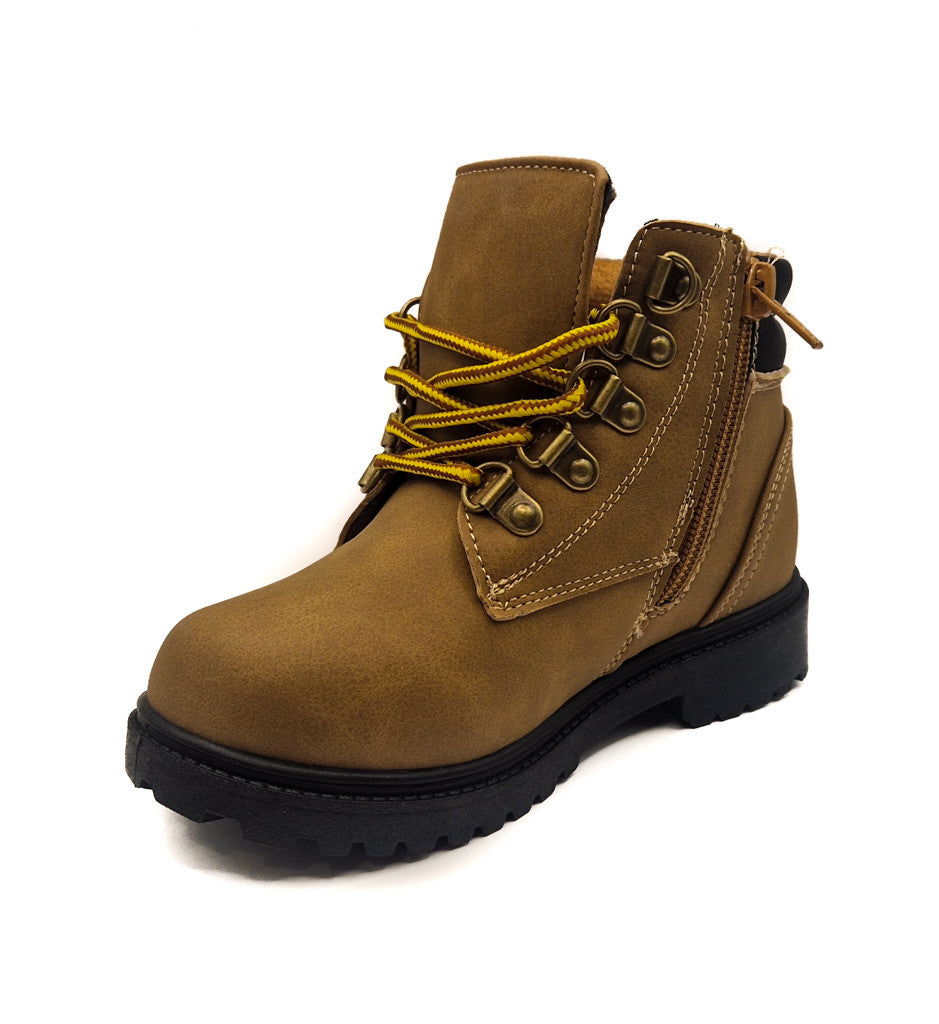 Girls Biker Winter Ankle Boots Tan