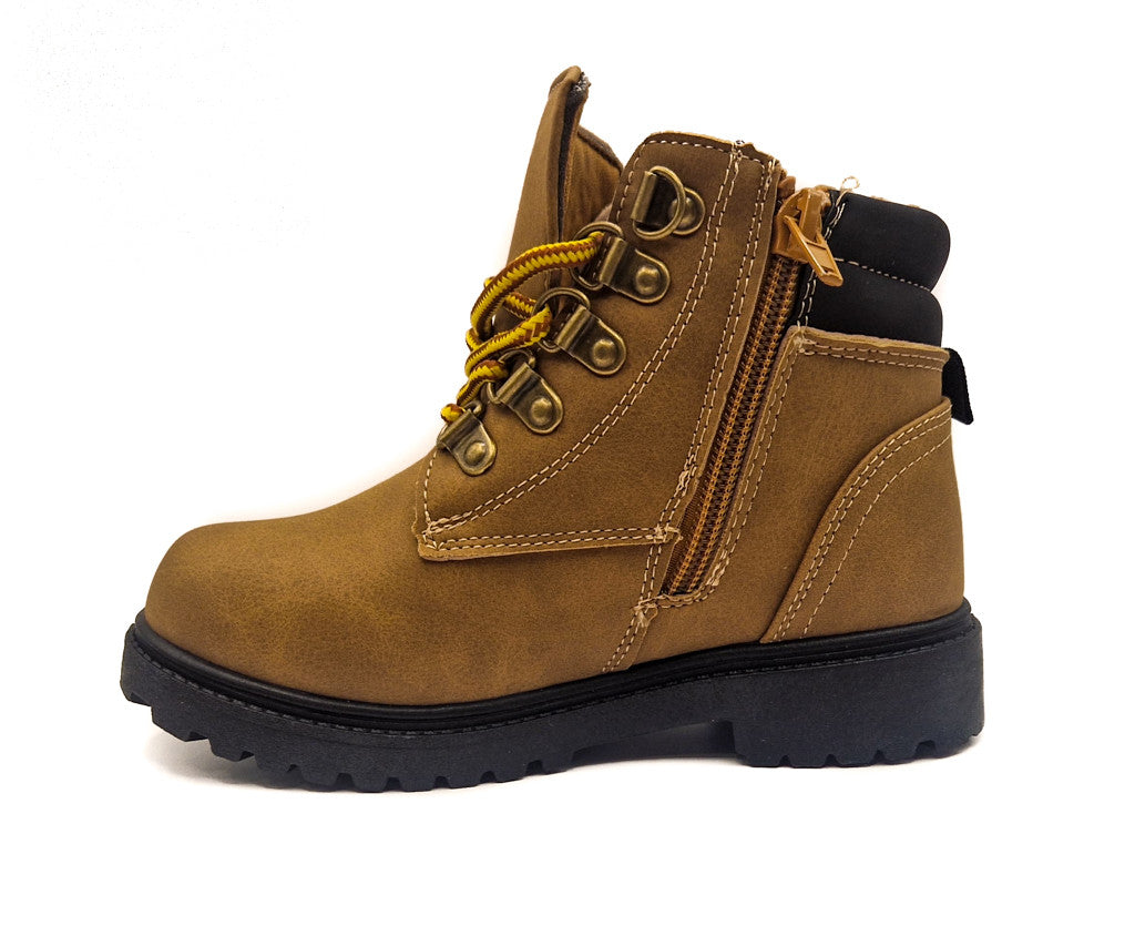 Girls Biker Winter Ankle Boots Tan