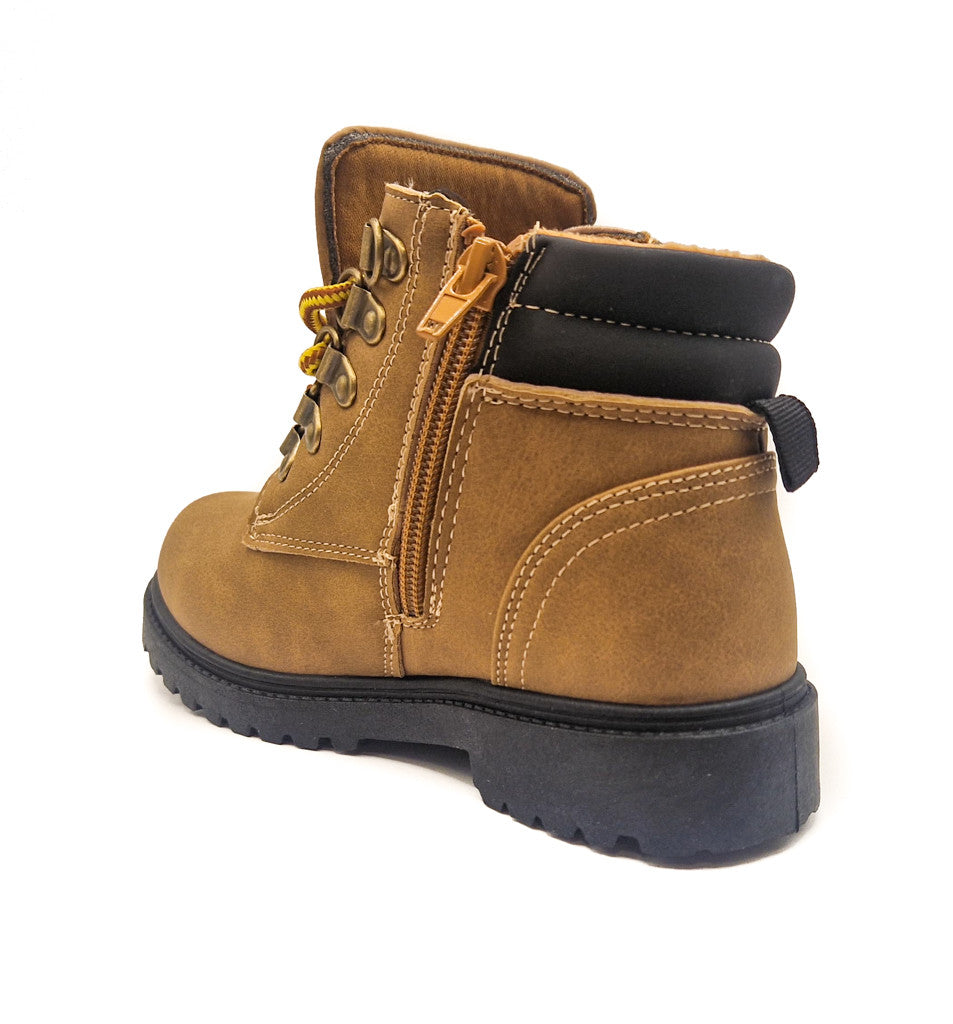 Girls Biker Winter Ankle Boots Tan