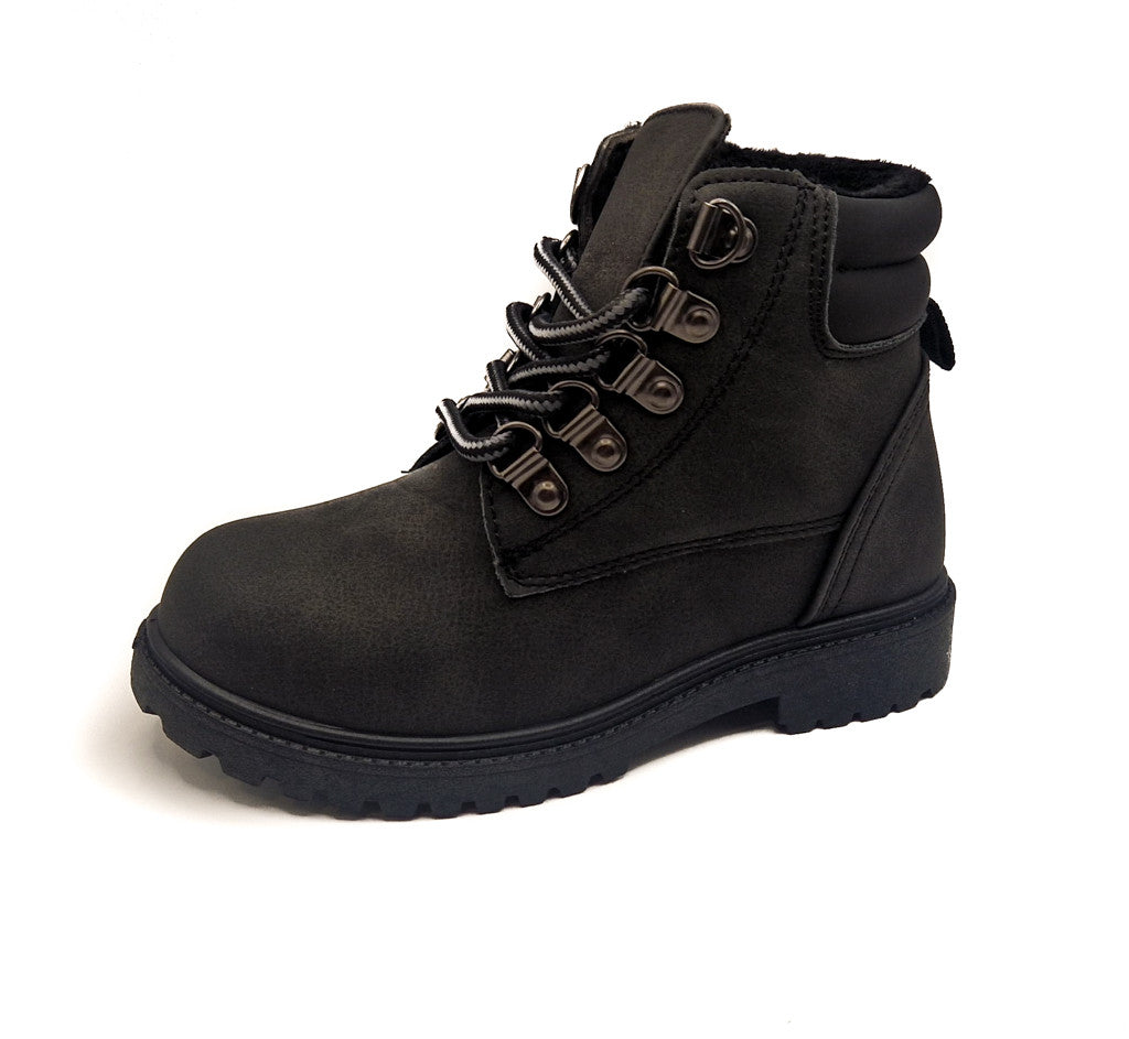 Girls Biker Winter Ankle Boots Black