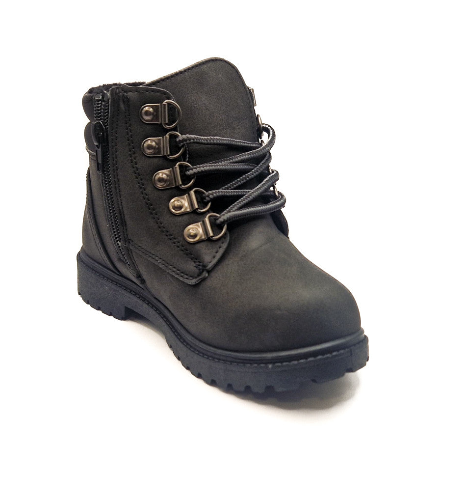 Girls Biker Winter Ankle Boots Black