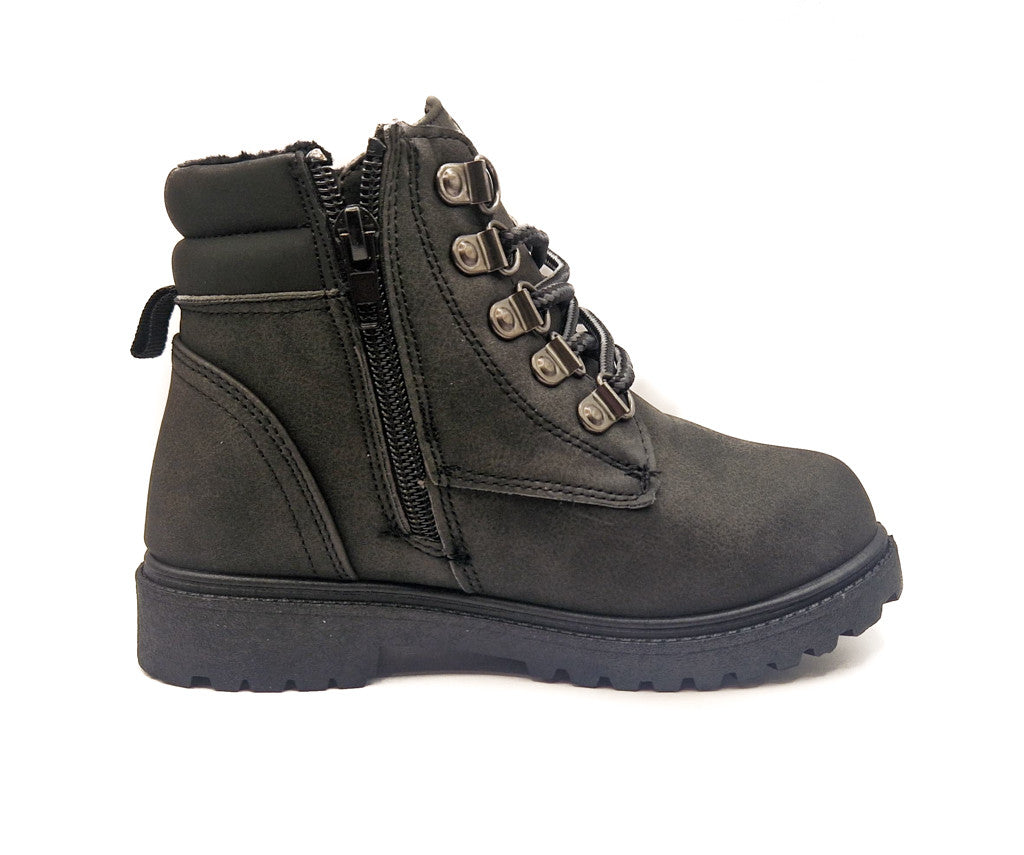 Girls Biker Winter Ankle Boots Black