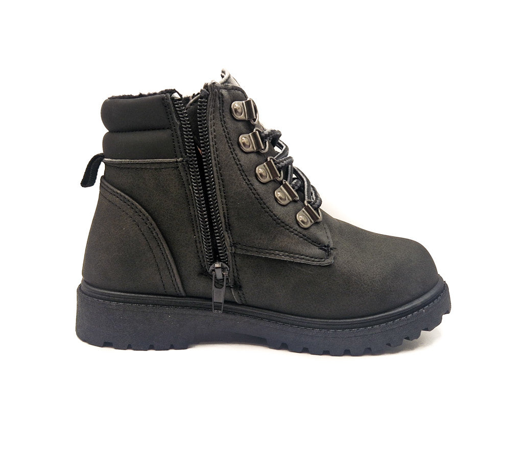 Girls Biker Winter Ankle Boots Black