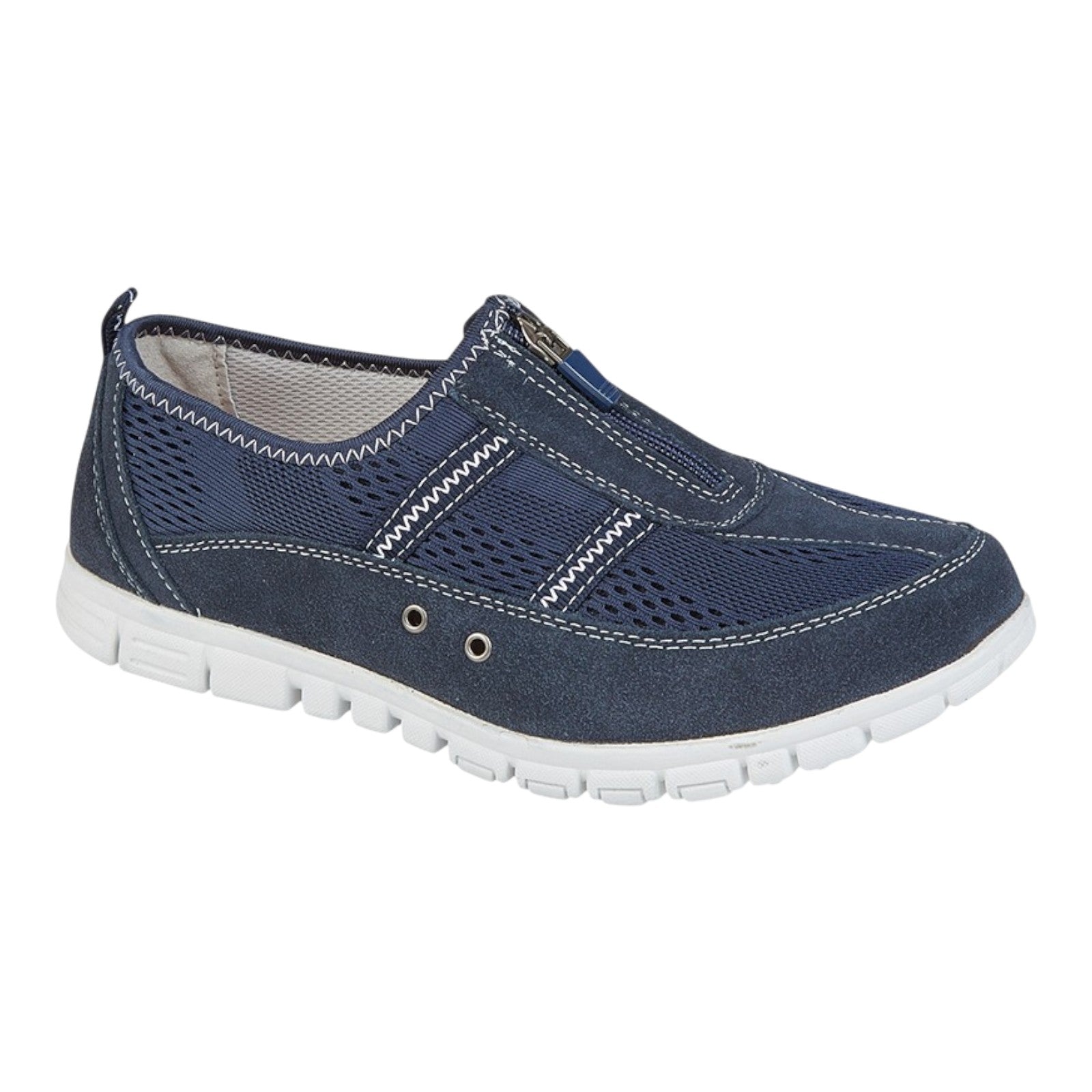 Boulevard Women’s Zip Leisure Shoes – EEE Extra Wide Fit Casual Shoes Navy